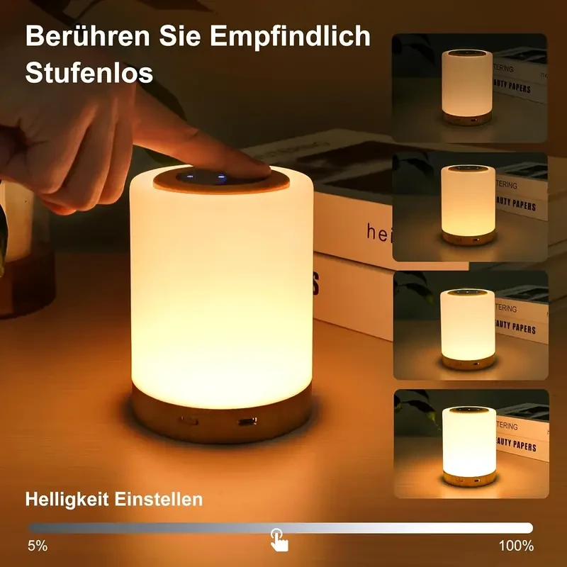 Touch-Controlled LED Bedside Lamp with 12 Colors
