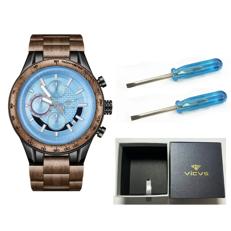 VICVS Elegant Men's Wooden Quartz Watch