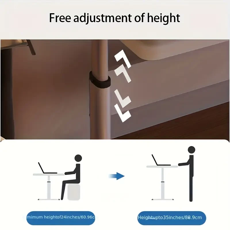 1pc White Wooden Adjustable Height Desk, Electric Standing Desk with Dual Motors, Home Office Computer Workstation, Ergonomic Tilt Tabletop, Wood Frame, for Writing, Studying, and Workspace Organization