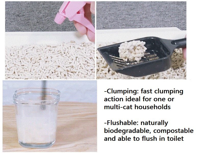 Natural Tofu Cat Litter Pellets Clumping Flushable Kitten Litter for Toilet Soy
