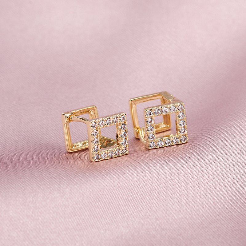 Bronze Earrings Trapezoid Geometric Earrings Metal Wind Earrings