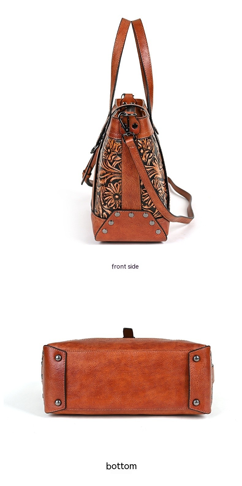 First Layer Cowhide Skeleton-skin Hand Carved Bag