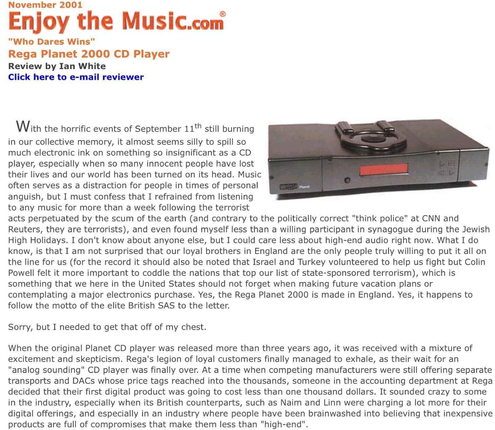 REGA PLANET 2000 CD PLAYER -Brand new laser mech. August 2024