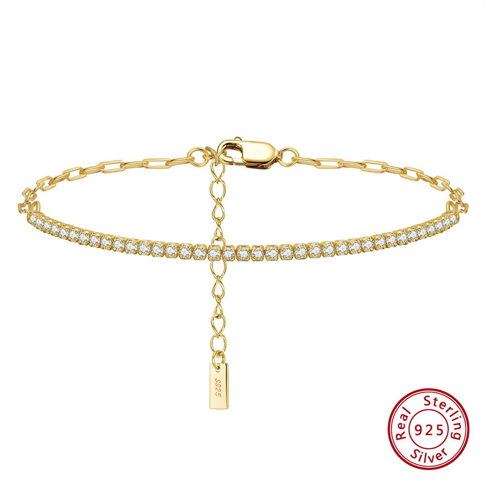 ORSA JEWELS 14K Gold Plated Paperclip Chain Tennis Bracelet