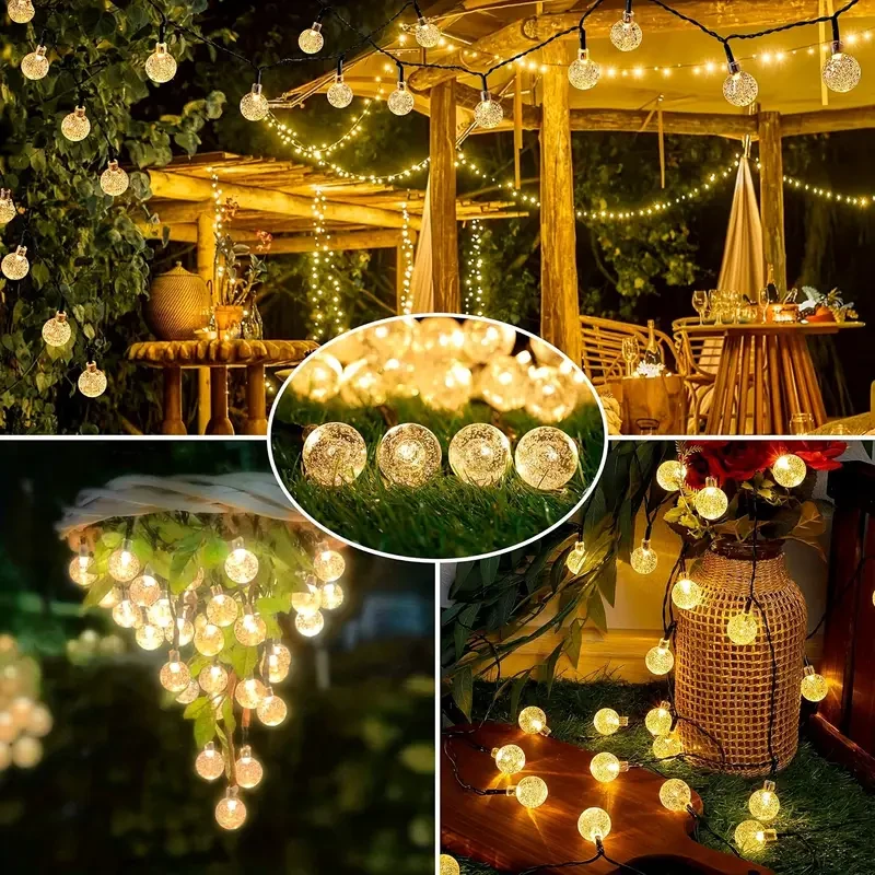 Solar String Lights Outdoor, 100 LED Crystal Ball Globe Lights