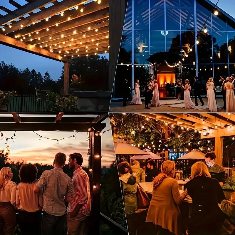 Solar String Lights Outdoor With Remote, G40 Globe Solar Patio Lights