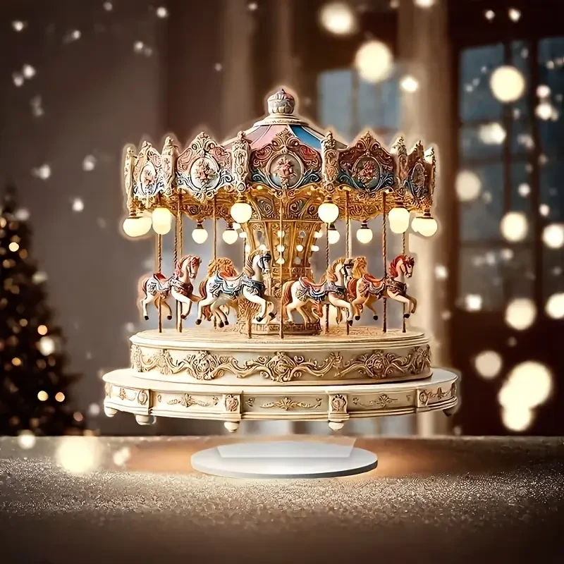 Enchanting 24.89cm Acrylic Carousel Music Box