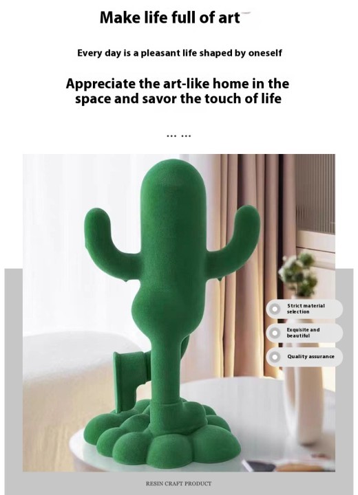 Funny Human-shaped Cactus Flocking Crafts Ornaments