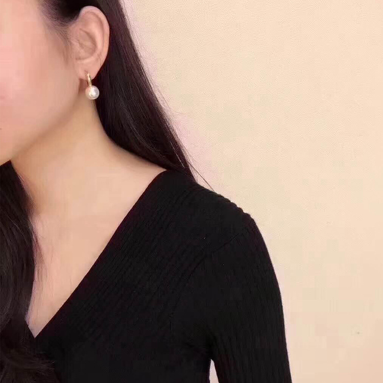 Earrings brass glass pearl earrings