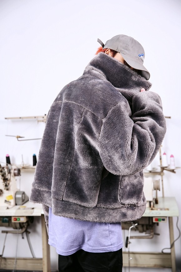 INS OVERSIZE Hip Hop 90S Retro National Tide Brand Silhouette autumn and Winter Couples Plush Jacket