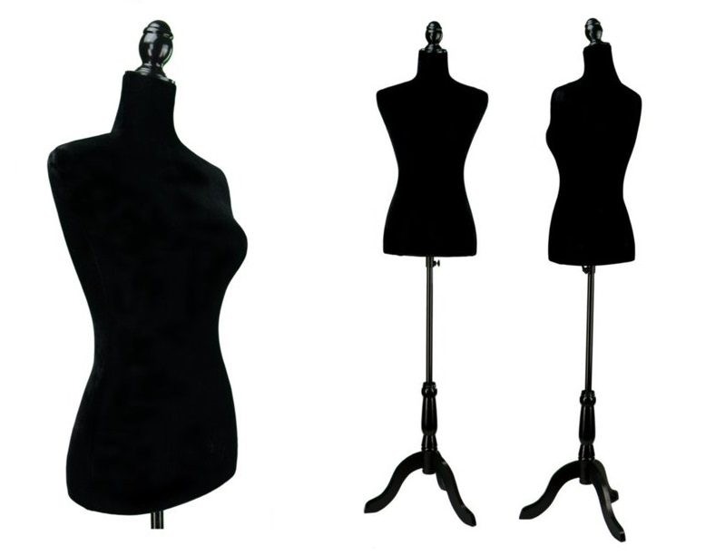 07-5 BLACK HALF BODY MANNEQUIN WOODEN Style STAND VELVET SURFACE