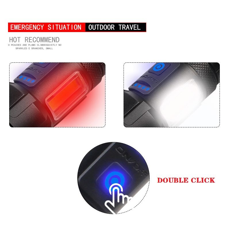 LED Torch Rechargeable High Lumens Flashlight with two 26650 Batteries