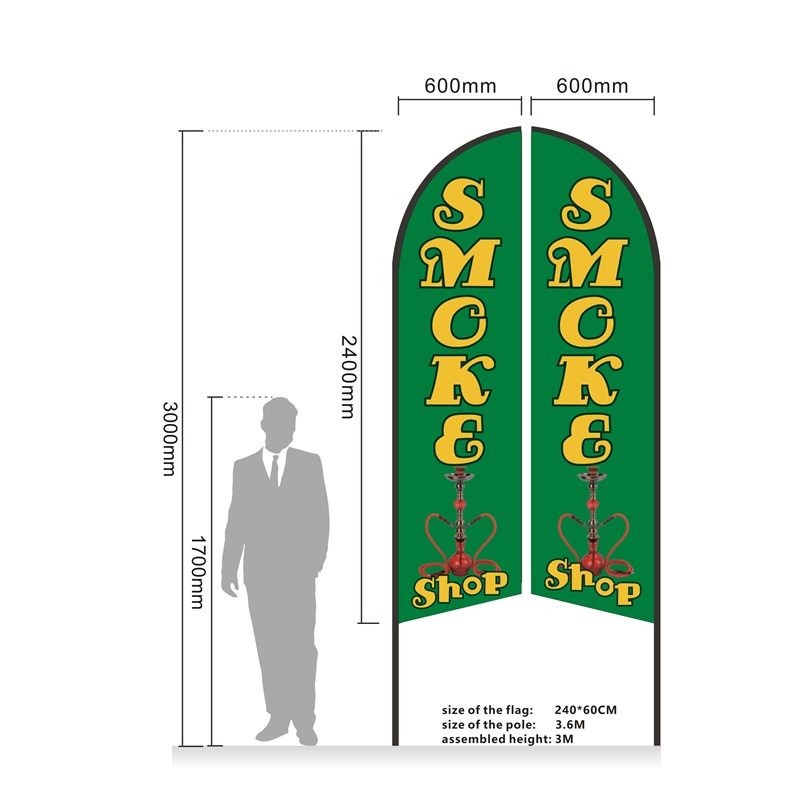 3M SET Pre-print Double Sided Feather Banner Flag Business Commersial Drill Base