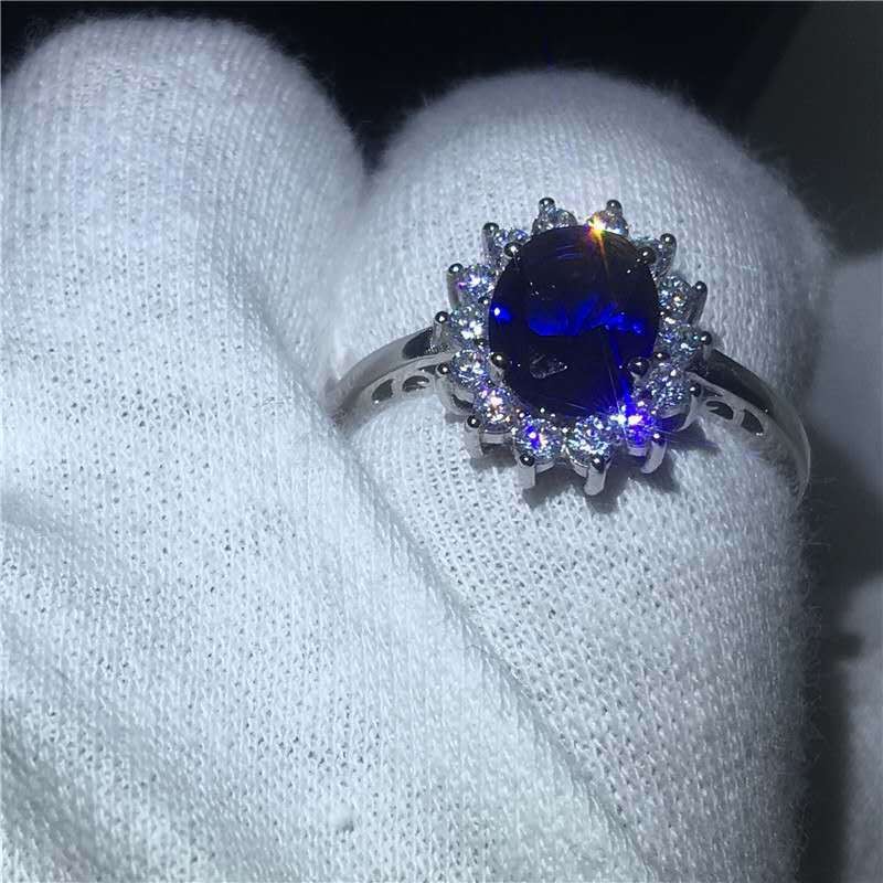 Elegant Princess Kate Blue Gem Ring