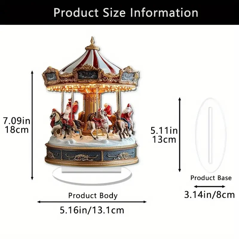Acrylic Santa Carousel Music Box - Tabletop Christmas Decoration