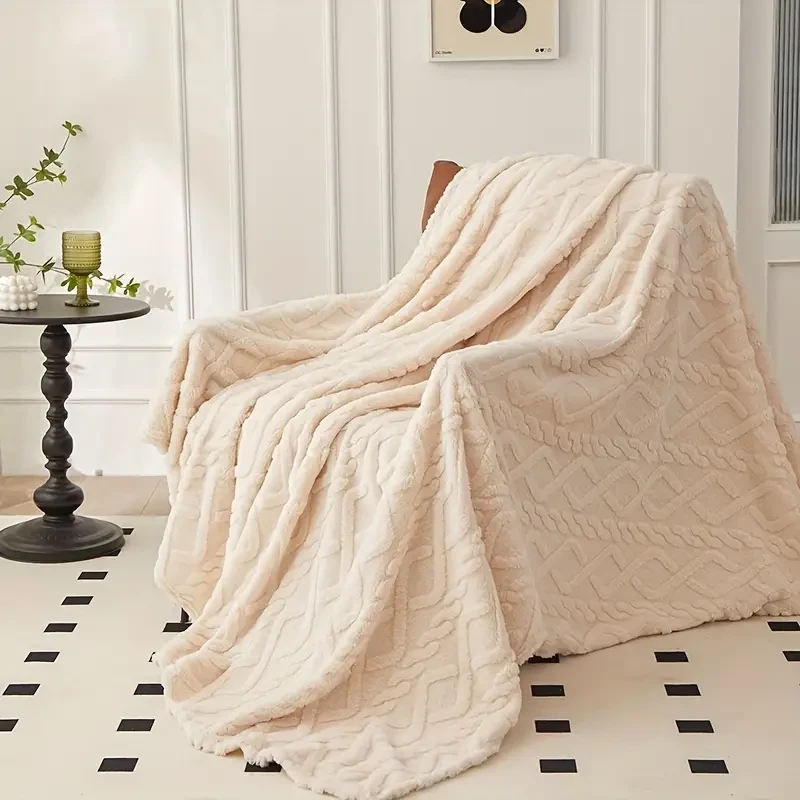 Fuzzy Soft Cozy Fluffy 3D Jacquard Weave Throw Blanket