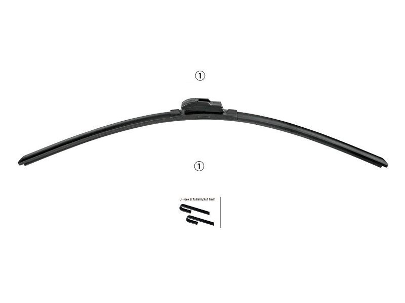 Universal Frameless Wiper Blade 14" - 26" J HOOK