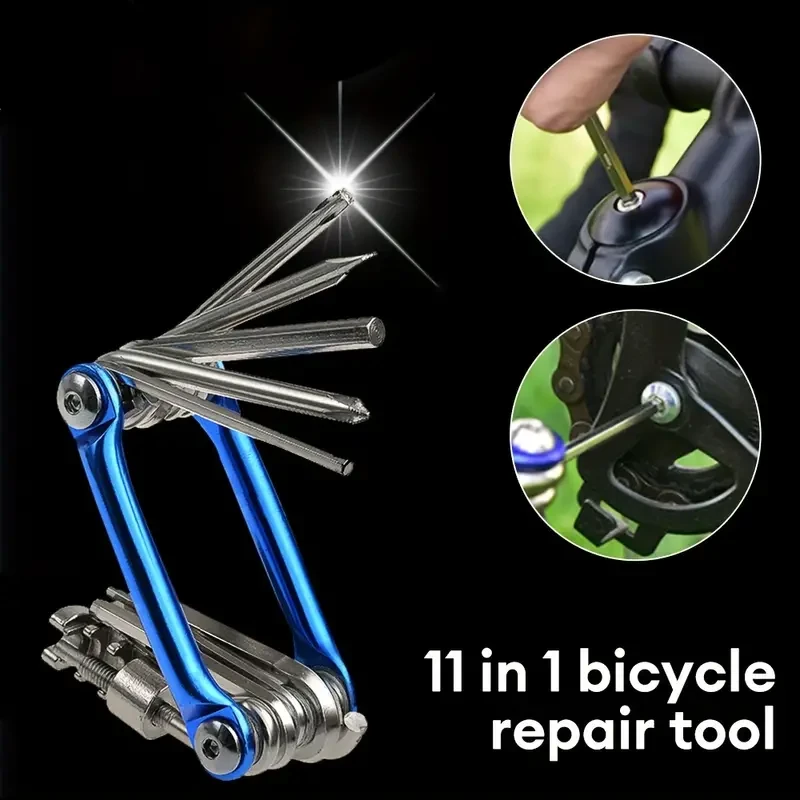 Multifunctional 11-in-1 Bicycle Repair Kit, Bicycle Repair Tool, Wrench, Screwdriver, Chain, Hexagon Wheel Spoke