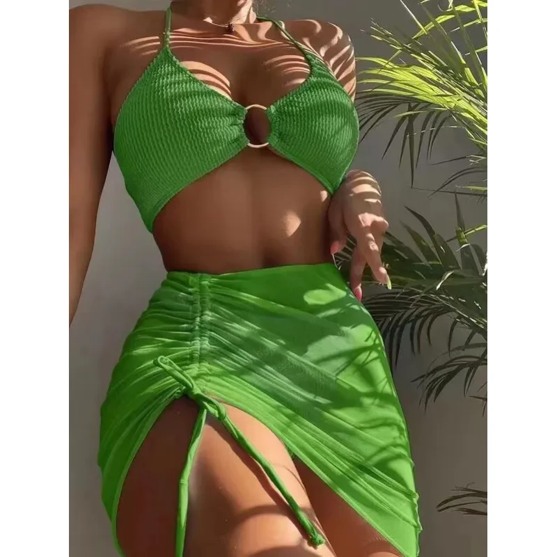 3pcs Halter Bikini Summer Fashion Beach Swimsuit For Women