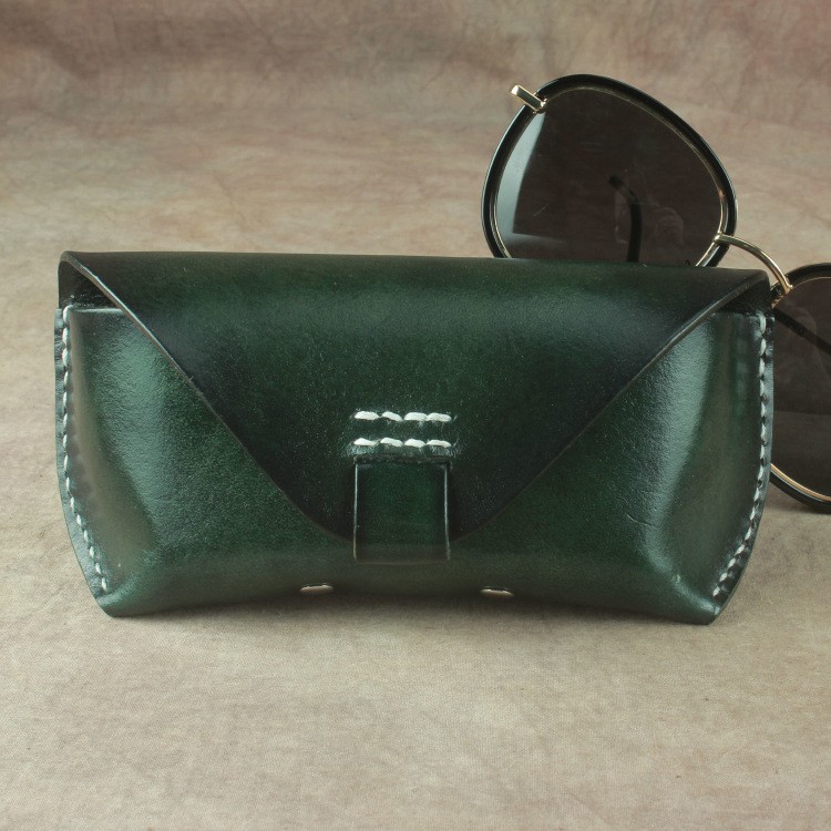 Craftsmanship Handmade Retro Sunglasses Case First Layer Cowhide Glasses Belt Bag