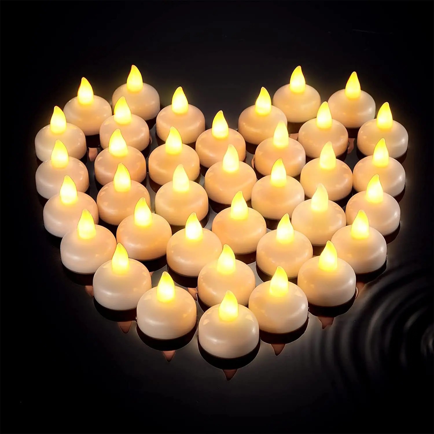 12Pcs Flickering Flameless LED Candles - Waterproof Floating Tea Lights