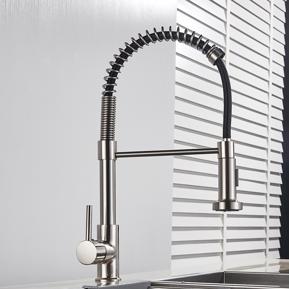 Rozin Brushed Nickel Kitchen Faucet - 360 Deck Mounted Mixer Tap