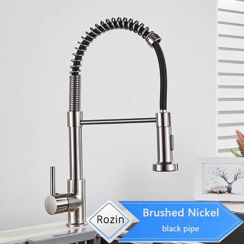 Rozin Brushed Nickel Kitchen Faucet - 360 Deck Mounted Mixer Tap
