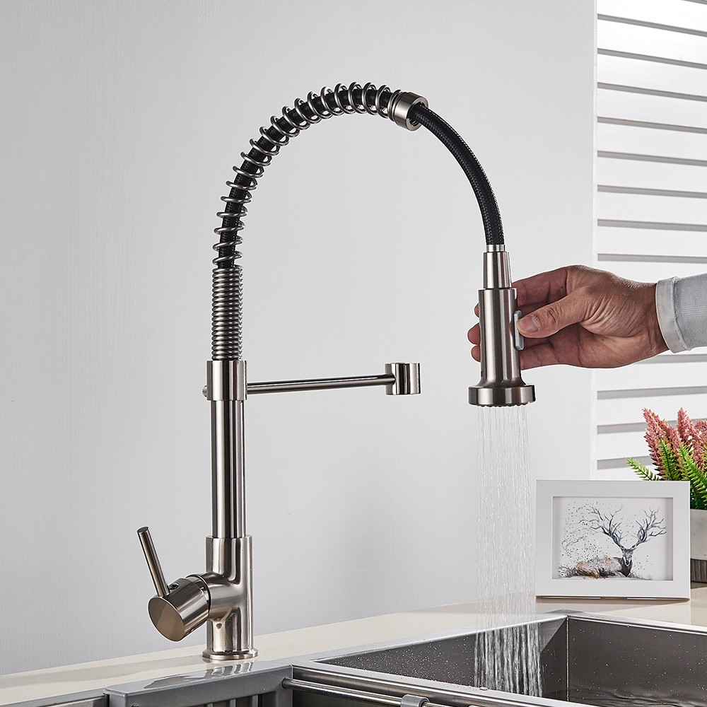 Rozin Brushed Nickel Kitchen Faucet - 360 Deck Mounted Mixer Tap