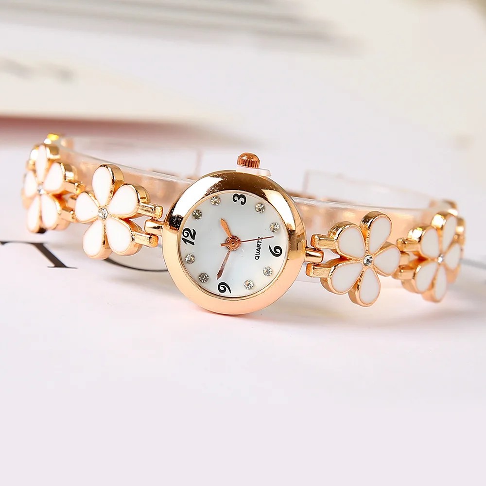 Luxury Rhinestone Flower Bracelet Watch