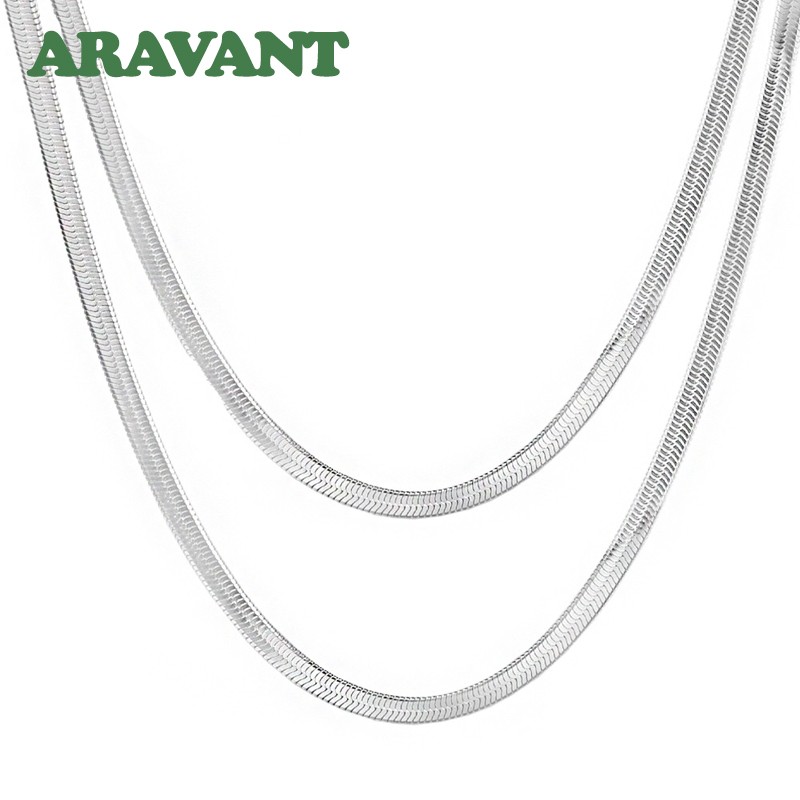 Aravant 925 Silver 4MM Snake Bone Necklace Chain