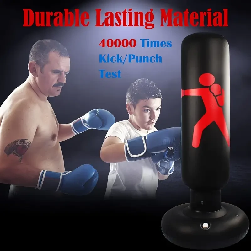 Kids Inflatable Punching Bag with Stand, Freestanding Boxing Bag for Children, 160.02cm Martial Arts Kickboxing Bag, Polyethylene Fitness