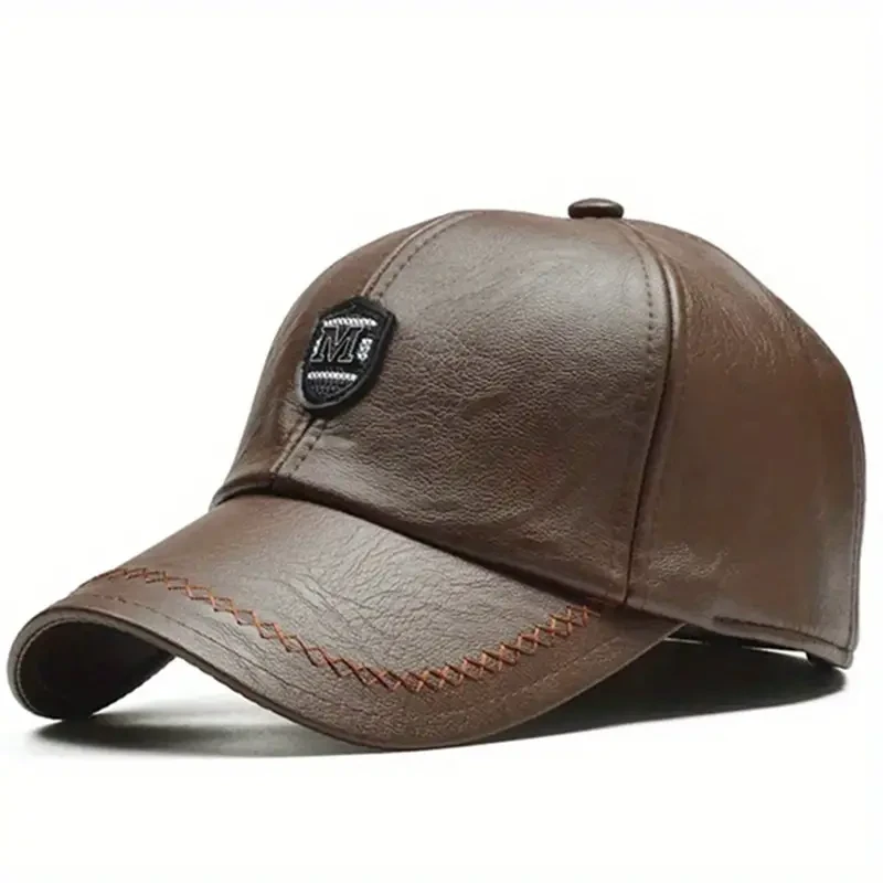 Men's Premium British-Style PU Leather Baseball Cap