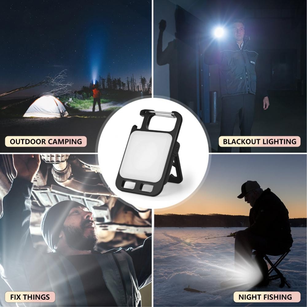 New Mini Pocket Keychain LED Light - Ultra Light Outdoor Camping Tool Lamp, Multifunctional USB Rechargeable Work Torch