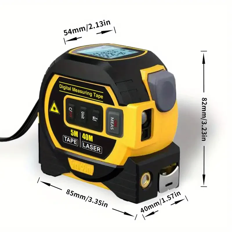 MIGPRC High-Precision Laser Rangefinder & Steel Tape Measure - Non-Waterproof, Alkaline Battery Powered