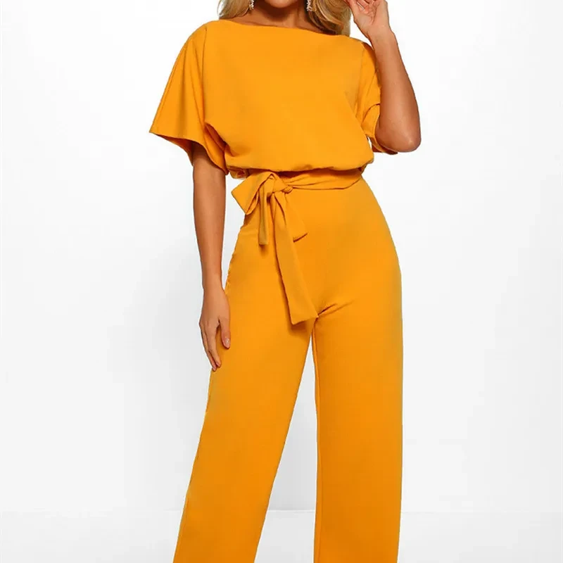 7-Color Women's Lace-up Jumpsuit