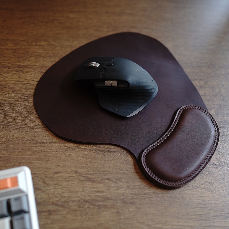 First Layer Cowhide Simple Leather Wrister Protective Mouse Pad
