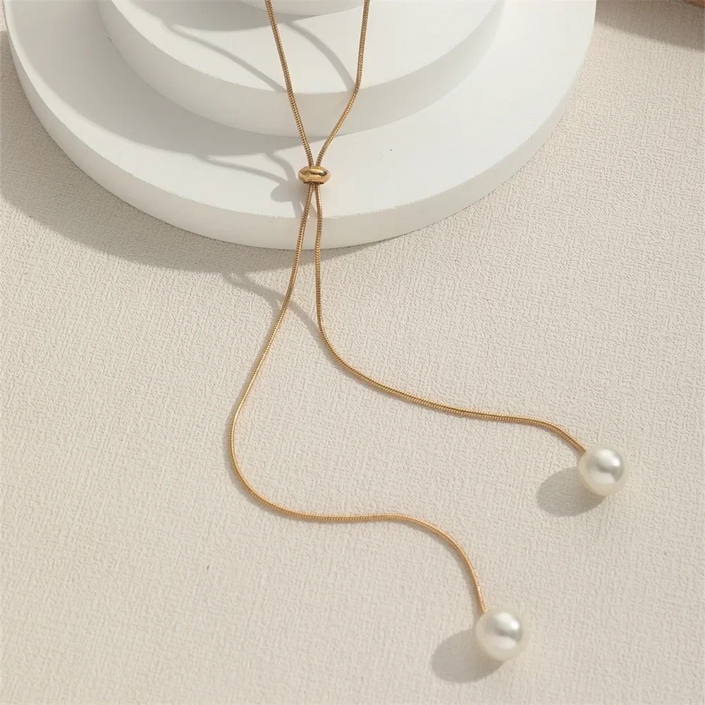 Fashion Simple Gold Color Pearl Necklace