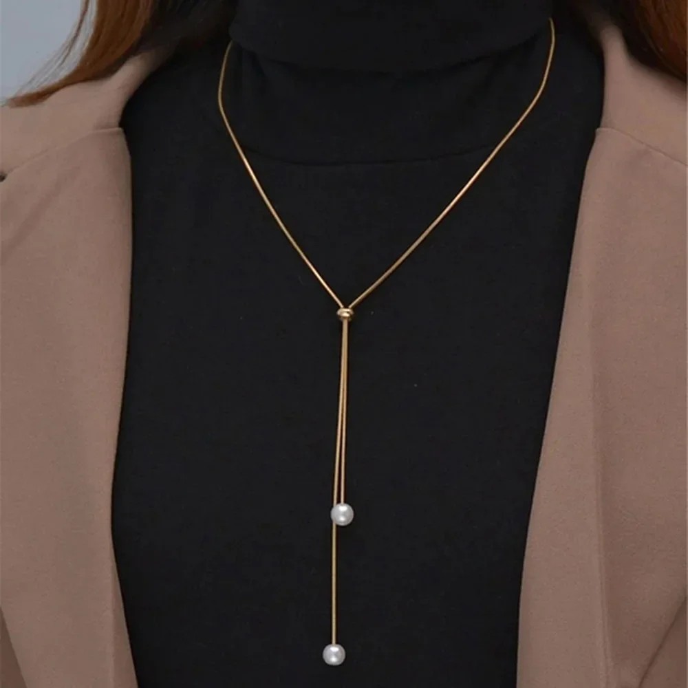 Fashion Simple Gold Color Pearl Necklace