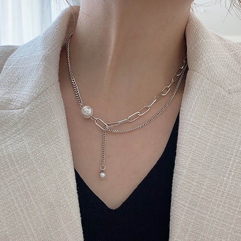 FOXANRY Double-Layered Pearl Necklace