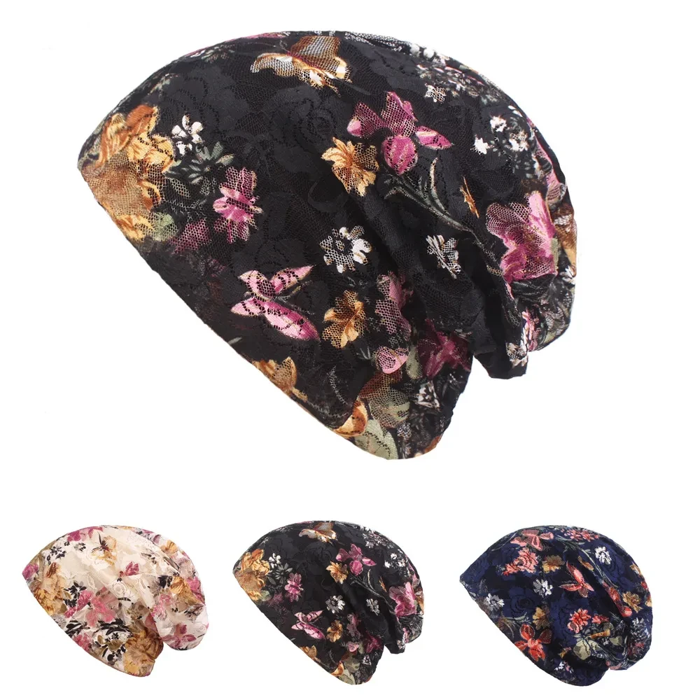 Ethnic Style Pullover Cap Ladies Flower Toe Cap Cap Spring And Summer Lace Hat