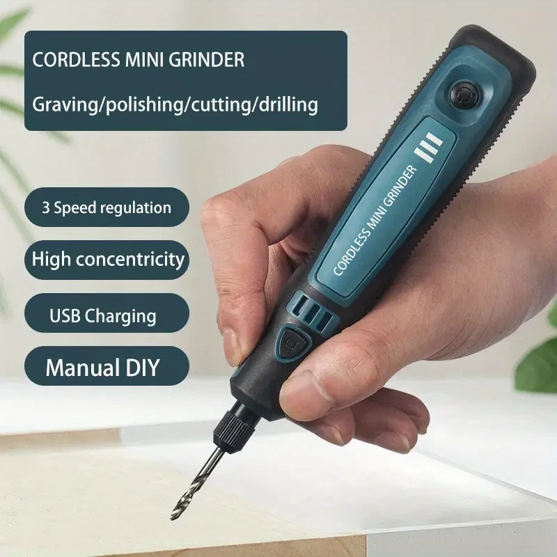 1 Set DIY Small Electric Grinder, Household Hand-held Electric Engraving Tool For Jade Engraving, Polishing Tool, USB Rechargeable Electric Grinder