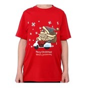 Kids Christmas T Shirt 100% Cotton Tee - Santa on Motorcycle/Red