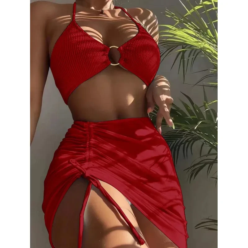 3pcs Halter Bikini Summer Fashion Beach Swimsuit For Women