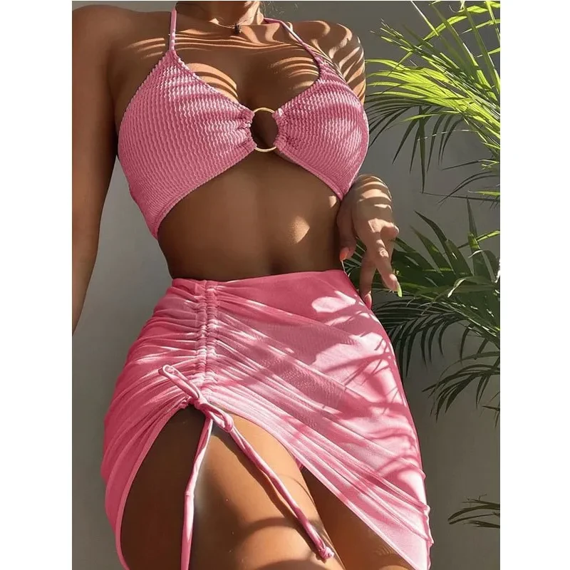 3pcs Halter Bikini Summer Fashion Beach Swimsuit For Women