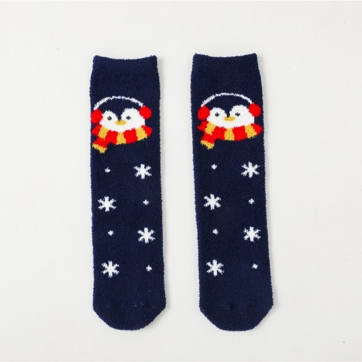 New Baby Christmas Cartoon Coral Velvet Stockings