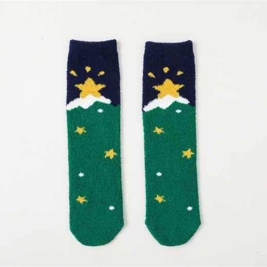 New Baby Christmas Cartoon Coral Velvet Stockings