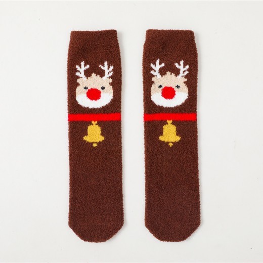 New Baby Christmas Cartoon Coral Velvet Stockings
