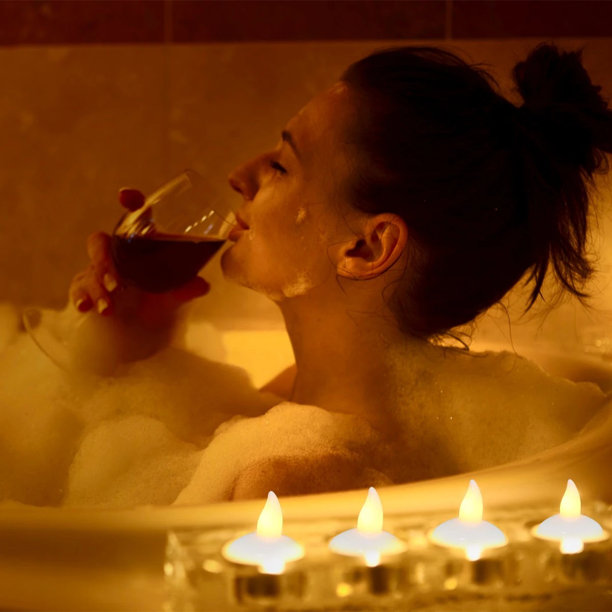 12Pcs Flickering Flameless LED Candles - Waterproof Floating Tea Lights