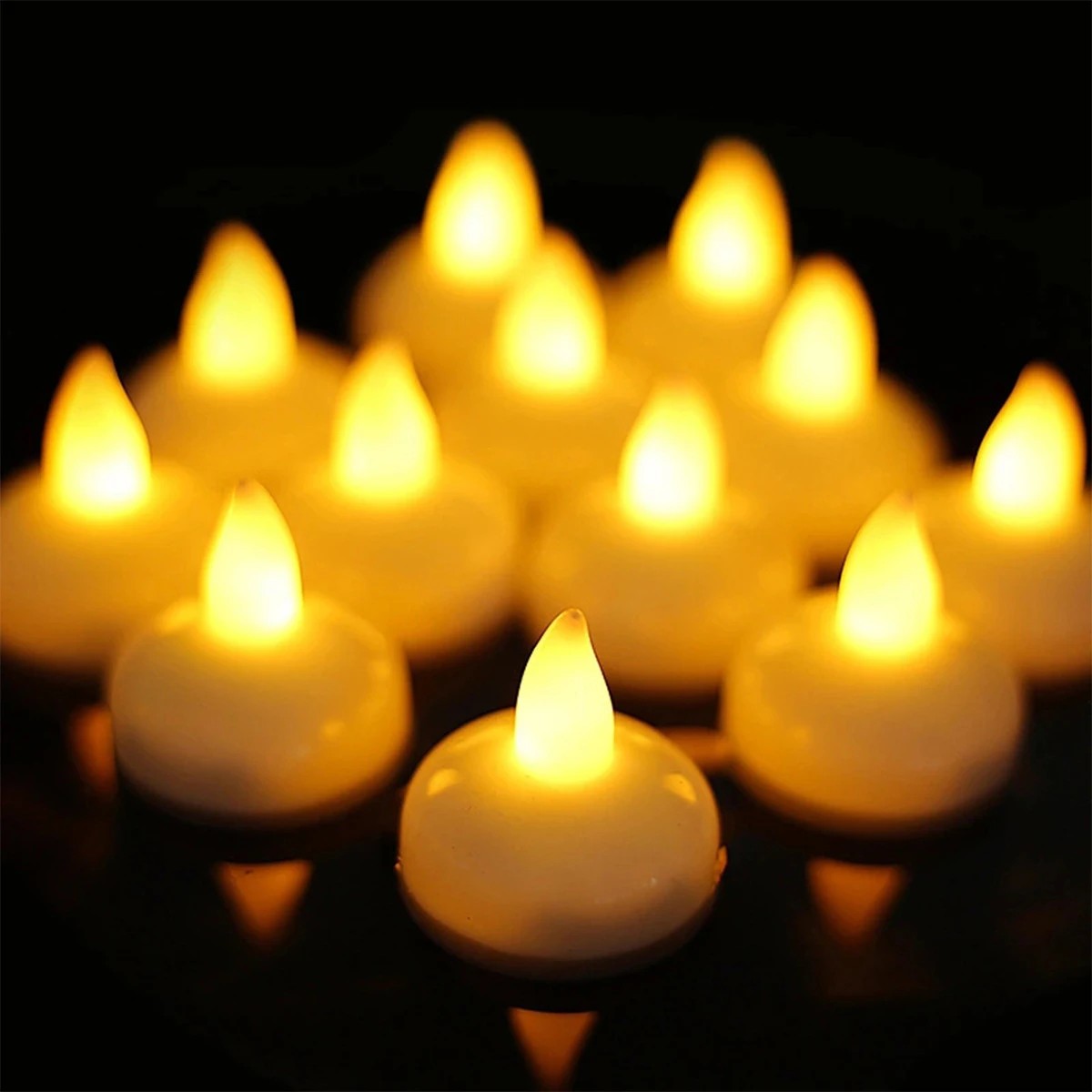 12Pcs Flickering Flameless LED Candles - Waterproof Floating Tea Lights