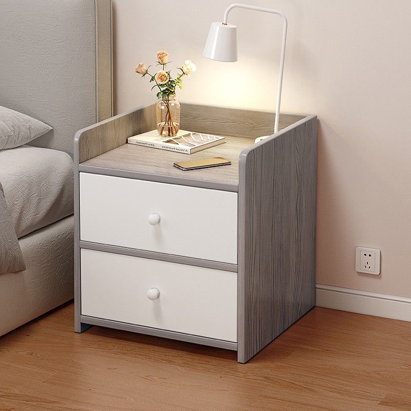 Modern Small Bedside Table Drawer with Lock - Nordic Minimalist Bedside Cabinet Storage Nightstands for Bedroom Furniture